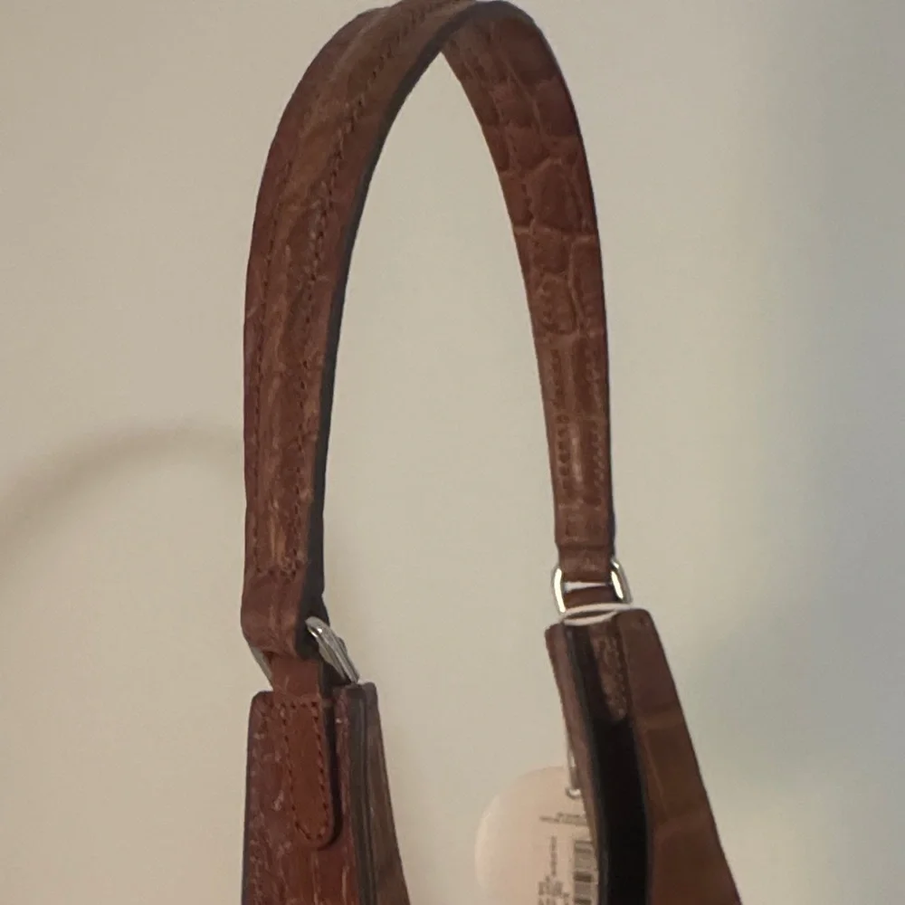 NWT STAUD Rey Brown Croc-Embossed leather Shoulder Bag - Picture 3 of 4